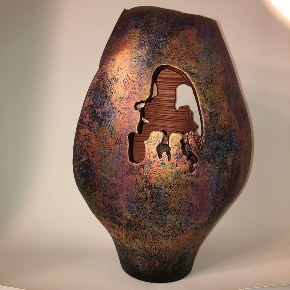 OOAK Original Tom Krueger Art Raku Pottery - Picture 2 of 8